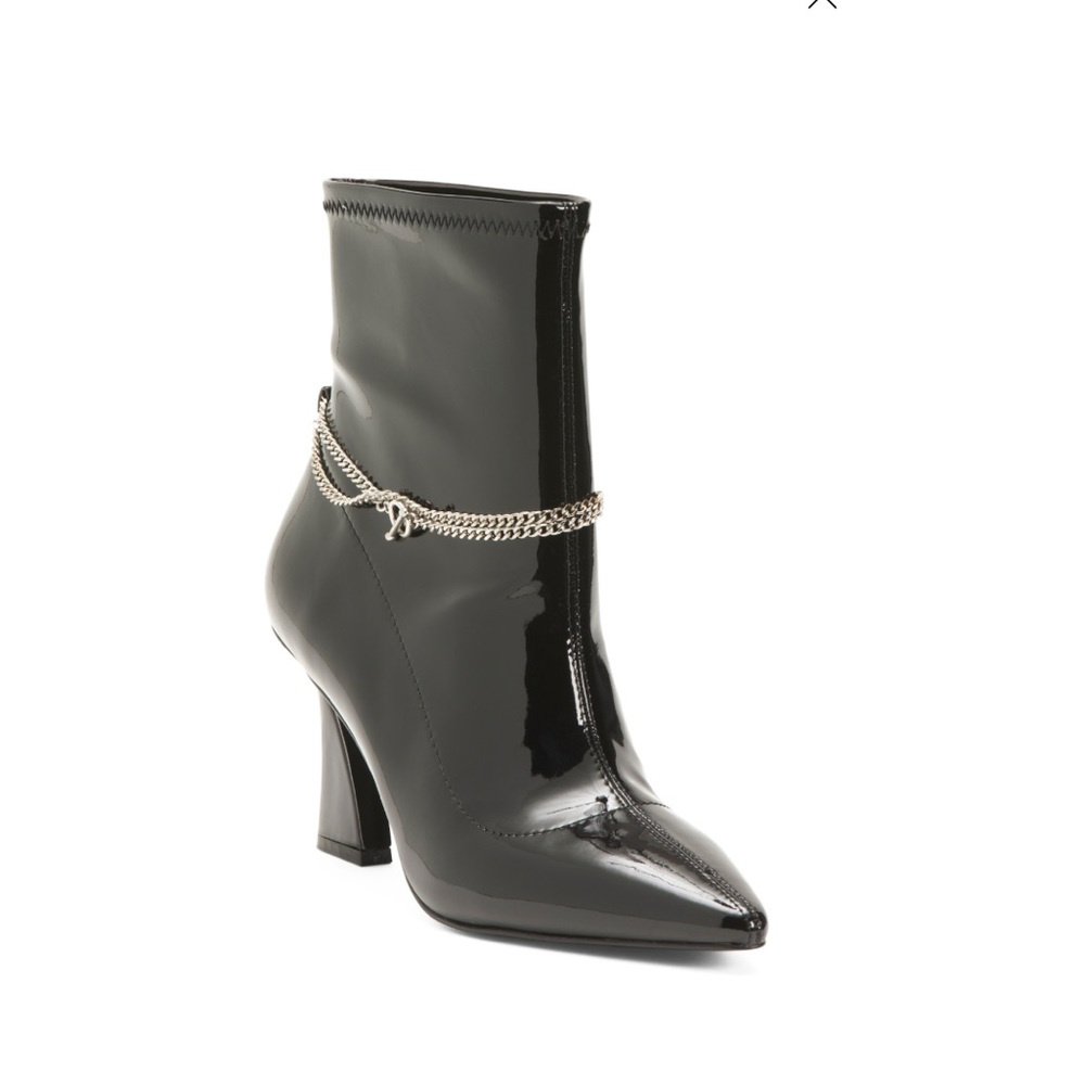 Charles by Charles David Lugo Chain Angled High Heel Bootie Black Women’s Size 5